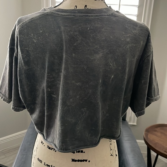 ACDC Cropped Graphic Tee, Grey Marble Print - Medium - Picture 2 of 2